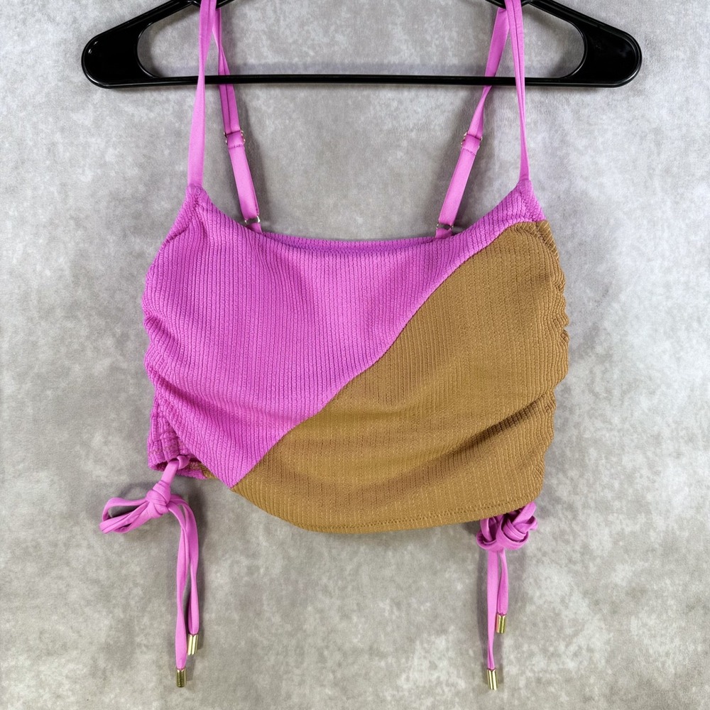 Sanctuary Tankini Women Small Pink Brown Color Block Shirred Side Cropped NWOT‎ - Picture 4 of 4